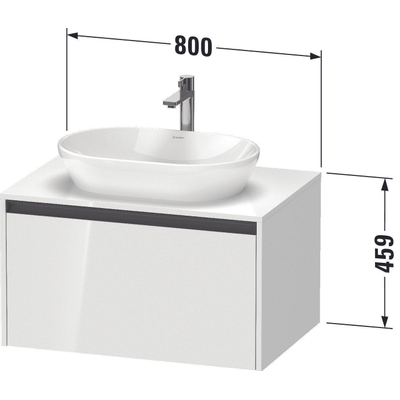 Duravit Ketho 2 meuble sous-lavabo avec plan de console inclus avec 1 tiroir 80x55x45.9cm avec poignée graphite anthracite super mat