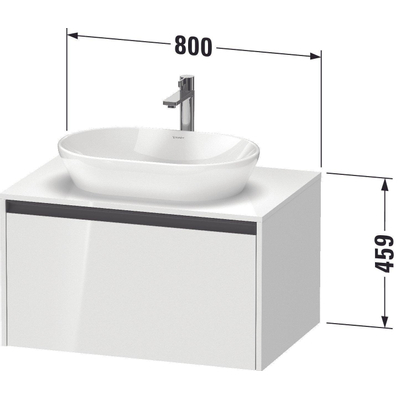 Duravit ketho 2 meuble sous lavabo avec plaque console avec 1 tiroir 80x55x45.9cm avec poignée chêne anthracite terra matt