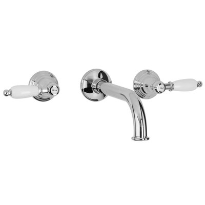 Herzbach ANAIS classic stil wastafelkraan wand kleurset wit-goud 25.6x7.5cm