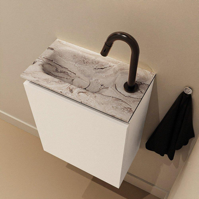 MONDIAZ TURE-DLUX 40cm toiletmeubel Talc. EDEN wastafel Glace positie links. Met 1 kraangat.