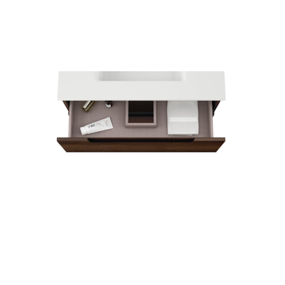 Saniclass Prime Balance Meuble sous lavabo - 80x55x44.9cm - 2 tiroirs - Poignée intégrée - MDF - Noyer