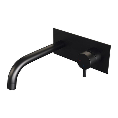BRAUER Black Edition Wastafelmengkraan inbouw - gebogen uitloop links - hendel kort smal - inclusief inbouwdeel - afdekplaat - model B 1 - mat zwart