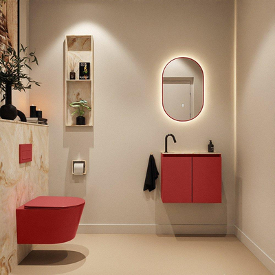 MONDIAZ TURE-DLUX 60cm toiletmeubel Fire. EDEN wastafel Frappe positie links. Met 1 kraangat.