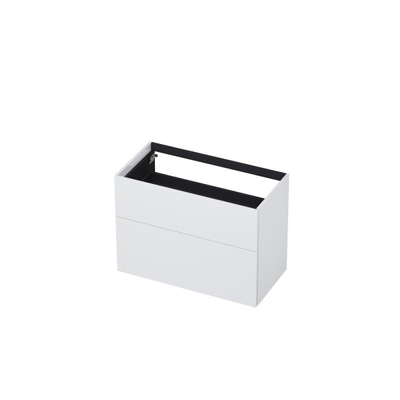 INK Meuble sous-lavabo - 90x45x65cm - 2 tiroirs - push to open - avec façades rapportées droites - laqué MDF - blanc mat