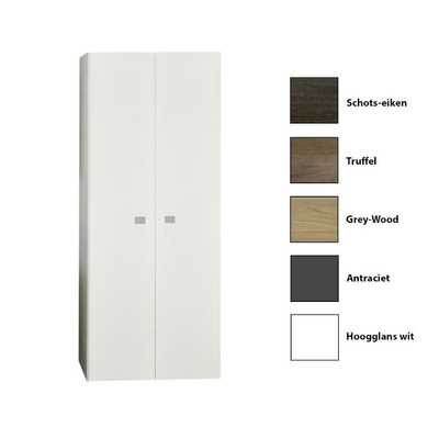 Sanicare Q5 kolomkast dubbel 67x32x160cm 2 deuren standaard greep met softclose wit hoogglans