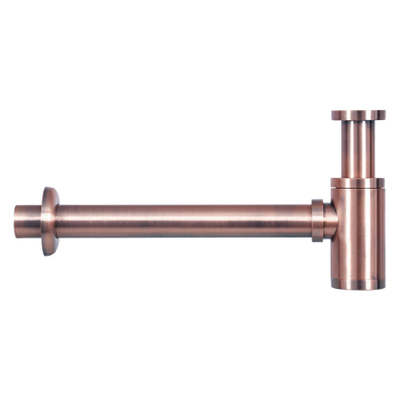 Differnz Ravo kit lave-mains - 38.5x18.5x25cm - Rectangulaire - 1 trou de robinet - Robinet en cuivre rose courbé - avec cadre noir - poignée croix - béton gris foncé