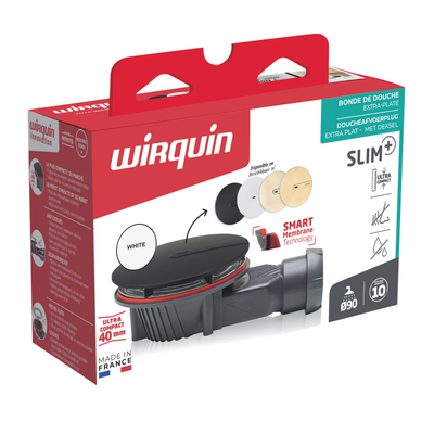 Wirquin Slim+ douchebakafvoer - ondiep - 90mm - met deksel ABS - mat wit