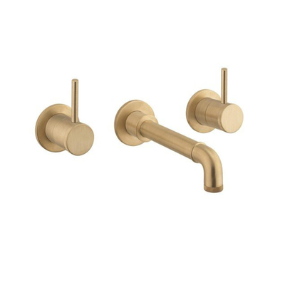 Crosswater MPRO INDUSTRIAL Wastafelkraan - inbouw - 3 gats - zonder waste uitloop - 20cm geborsteld messing living colours - geborsteld messing (goud)