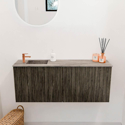 Mondiaz JOYA-DLUX 100cm toiletmeubel - kleur Shadow - Wastafel FAYE positie Links 1 kraangat kleur Oza.