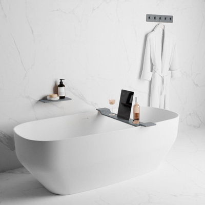 Mondiaz EASY Badplank - 86x12.5x4.2cm - solid surface - Plata