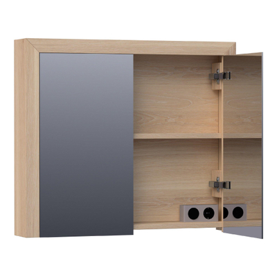 BRAUER Rise spiegelkast – 80x70x15 cm – zonder verlichting – Eiken naturel
