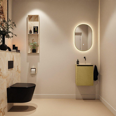 MONDIAZ TURE-DLUX Meuble toilette - 40cm - Oro - EDEN - vasque Frappe - position droite - sans trou de robinet