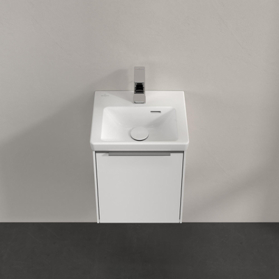 Villeroy & Boch Subway 3.0 wastafelonderkast - 40x40x30cm - met 1 rechtsdraaiende - softclose deur - met aluminium glanzende greep - spaanplaat - Brilliant White (wit)