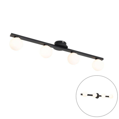 QAZQA Cederic plafonnier de salle de bains - 68x10x13cm - 4 lumières - rond - noir mat