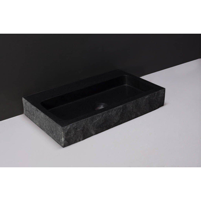Forzalaqua Taranto Lavabo 50x30x8cm Rectangulaire 0 trou de robinet Pierre naturelle Granit adouci & éclaté