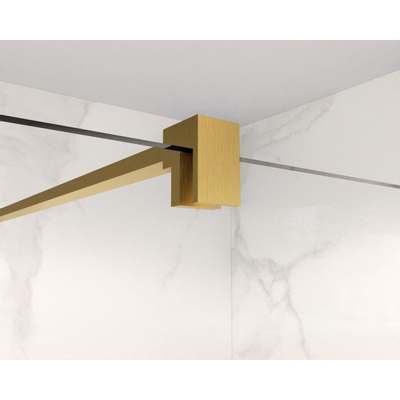 FortiFura Galeria barre de renfort rallongée 200cm pour douche à l'italienne - avec kit de fixation - Laiton brossé
