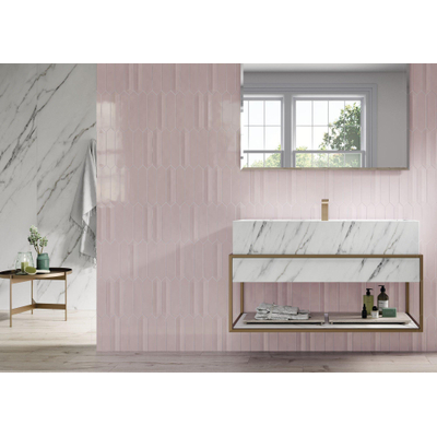 ÉCHANTILLON Terravito Ulvara carreau mural - 6.5x33.2cm - 8mm - Hexagone - Rose brillant