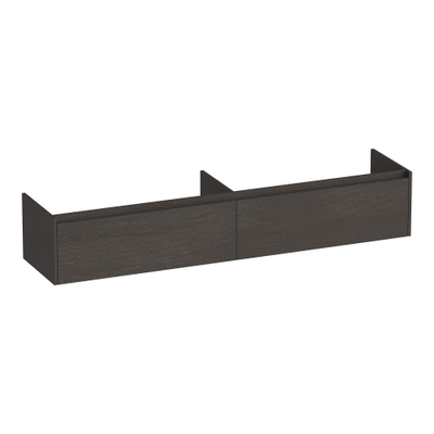 BRAUER Embrace meuble sous lavabo - 198x35x45.5cm - 2 tiroirs à fermeture douce - sans poignée - 2 découpes pour siphon - Bois Anthracite