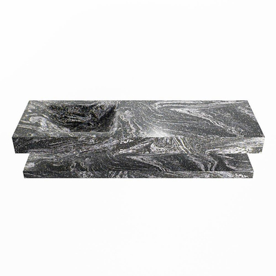 MONDIAZ ALAN - DLUX Badkamermeubelset - 150cm - planchet - Lava - vrijhangende wastafel - wasbak links - 0 kraangaten - Lava