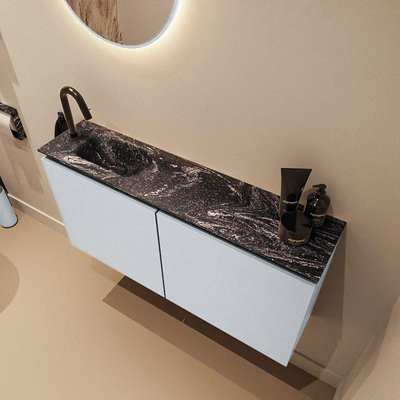 MONDIAZ TURE-DLUX Meuble toilette - 100cm - Clay - EDEN - vasque Lava - position gauche - 1 trou de robinet