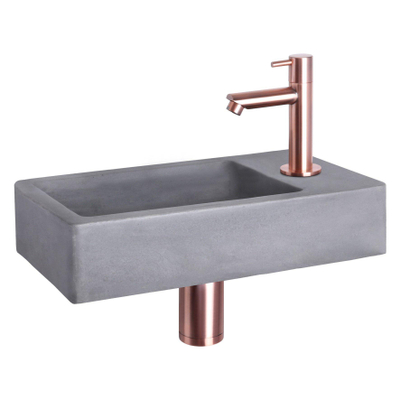 Differnz Force pack lave-mains – 40 x 22 x 8 cm – béton gris – robinet droit cuivre