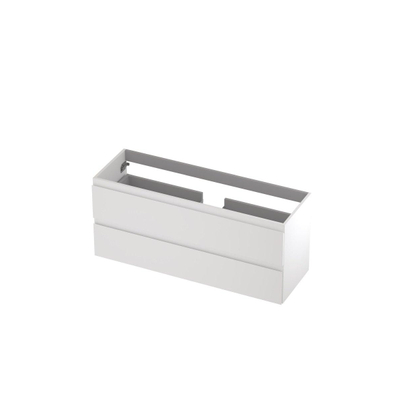 INK Wastafelonderkast - 120x40x52cm - 2 lades - greeploos - MDF lak - Mat wit