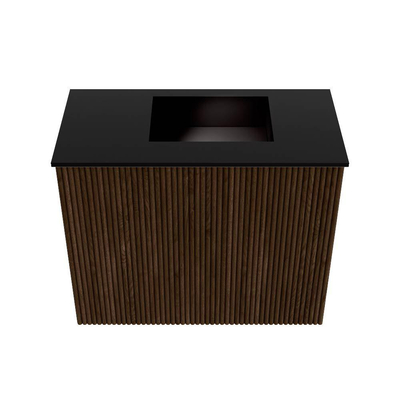Mondiaz JOYA 50cm toiletmeubel - kleur Walnut - Wastafel FAYE positie Rechts 1 kraangat kleur Urban.
