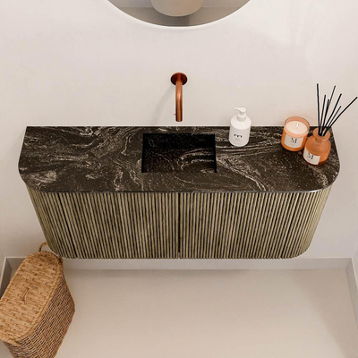 Mondiaz JOYA-DLUX 93.2cm toiletmeubel - ronding links en rechts kleur Dusk - Wastafel FAYE positie Midden Zonder kraangat kleur Lava.