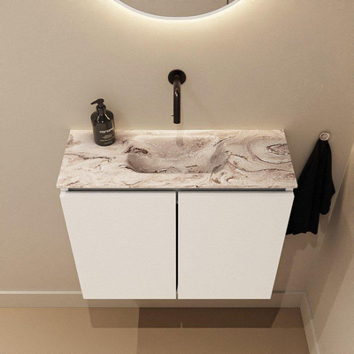 MONDIAZ TURE-DLUX 60cm toiletmeubel Talc. EDEN wastafel Glace positie midden. Zonder kraangat.