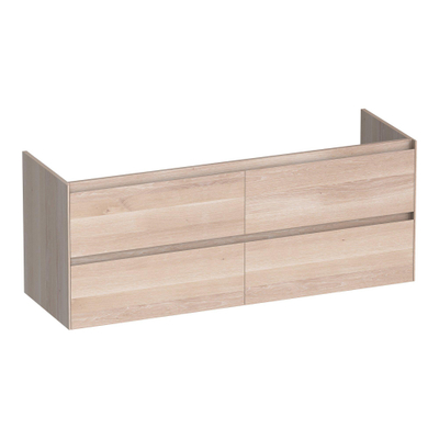 BRAUER Inspire meuble de salle de bains sous-vasque 140 4 tiroirs softclose - sans poignées - 2 découpes pour siphon - chêne massif - chêne à lamelles blanc