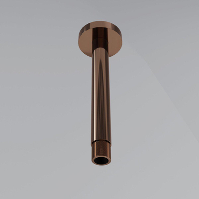 FugaFlow Eccelente Acces Ensemble de douche de tête encastré - thermostatique - bras de plafond - barre coulissante - douche de tête 25cm - douchette à main sur barre - flexible de douche métallique - cuivre brossé PVD (Cuivre)