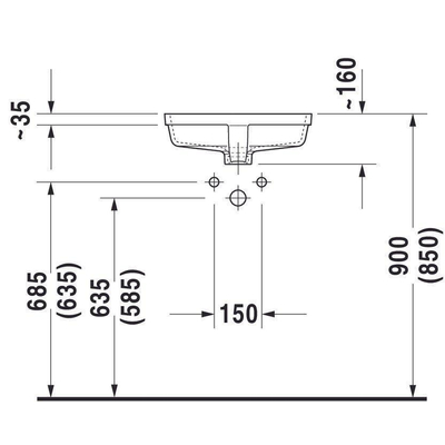 Duravit Vero Onderbouwwastafel - 46.5x35cm - zonder kraangat - met overloop - wit