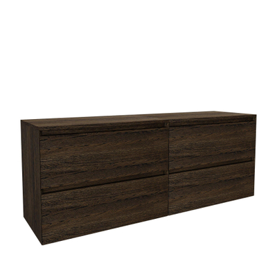 Saniclass Holz Pure Meuble de salle de bains - 160x45x60cm - 4 tiroirs - plan de toilette - Chêne charcoal