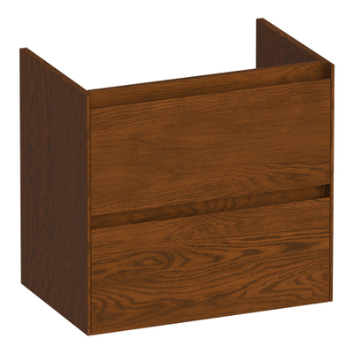 BRAUER Inspire wastafelonderkast ondiep 60 2 softclose lades - greeploos - 1 sifon uitsparing - massief eiken - lamellen eiken bruin