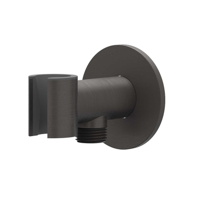 IVY Concord Ensemble de douche de pluie - encastré - symmetry - inverseur d’arrêt 2 voies - bras mural 40 cm - douche de tête medium 25 cm - support avec sortie - flexible de douche 150 cm - douchette bâton - ACIER INOX 316 - noir carbone brossé PVD