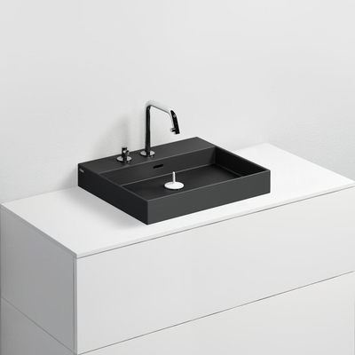 Clou Wash Me wastafel 50x42x8cm zonder plug Keramiek Zwart mat