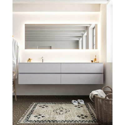 Mondiaz VICA ensemble de meuble de salle de bain - 200cm - meuble sous-vasque cale - 4 tiroirs - lavabo moon gauche - 1 trou de robinet - miroir LED - version XL 60cm haut