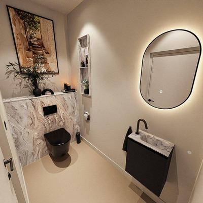 MONDIAZ TURE-DLUX 40cm toiletmeubel Urban. EDEN wastafel Glace positie rechts. Met 1 kraangat.