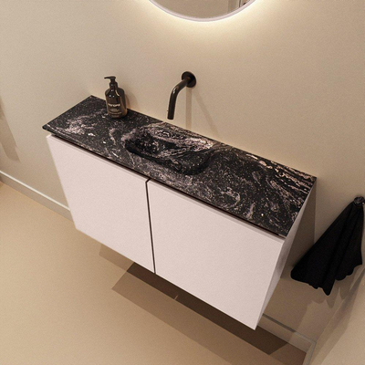 MONDIAZ TURE-DLUX Meuble WC 80 cm Rosee. EDEN lavabo Lava position milieu. Sans trou de robinet.