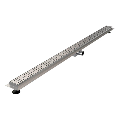Brauer Caniveau de douche - 160x7x6.7cm - bride de sol peu profonde - sortie latérale - inox