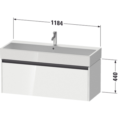 Duravit Ketho 2 meuble sous-lavabo avec 1 tiroir pour lavabo simple 118,4x46x44cm avec poignée anthracite blanc brillant