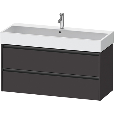 Duravit Ketho 2 meuble sous-lavabo avec 2 tiroirs pour lavabo simple 118.4x46x54.9cm avec poignées graphite anthracite supermat