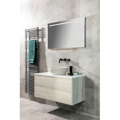 Plieger Uno Plus spiegel – 100x60 cm – directe en indirecte LED – spiegelverwarming – Zilver