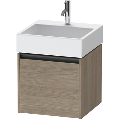 Duravit Ketho.2 Wastafelonderbouwkast - met 1 lade - 48.4x46x44cm - met greep antraciet - eiken terra mat