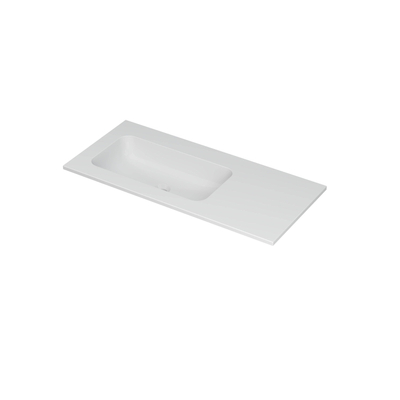 INK Aspekt wastafel - 100x45x1.5cm - 1 wasbak links - 0 kraangaten - porselein wit mat
