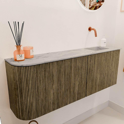 Mondiaz JOYA-DLUX 111.6cm toiletmeubel - ronding links kleur Dusk - Wastafel FAYE positie Rechts Zonder kraangat kleur Glace.