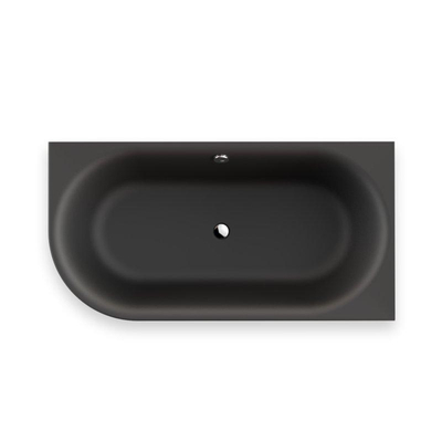 Plieger Kansas Baignoire d'angle - 155x80x60cm - angle droit - avec arrivée d'eau - avec garniture de vidage et de trop-plein - avec pieds - acrylique - noir mat