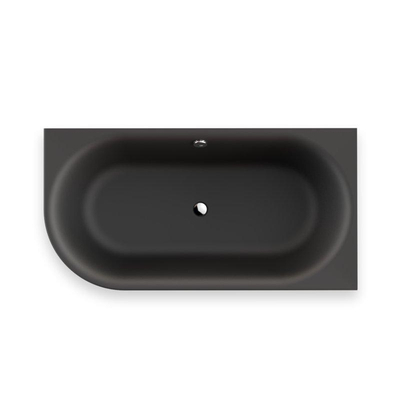 Plieger Kansas Hoekbad - 155x80x60cm - hoek rechts - met waterinlaat - met af- en overloopgarnituur - met poten - acryl - mat zwart