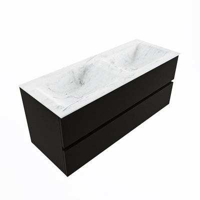 Mondiaz VICA-DLUX ensemble de meuble de salle de bain - 120cm - meuble sous-vasque urban - 2 tiroirs - lavabo encastré cloud double - sans trous de robinet - version haute de 60cm - opalo