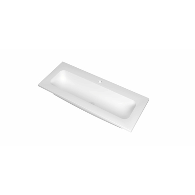 INK Reflekt lavabo - 100x40x1.5cm polystone central avec 1 trou de robinet - blanc mat